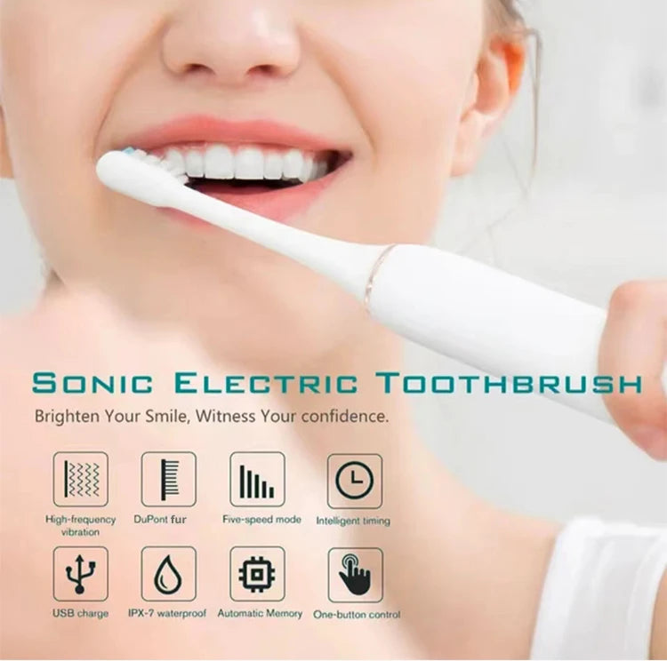 Electric Ultrasonic Toothbrush – 6-Speed Waterproof USB Rechargeable Set