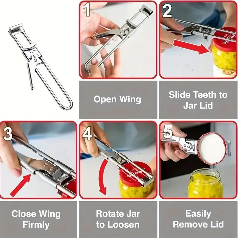 Adjustable Stainless Steel Can Opener: The Ultimate Jar & Bottle Grip.