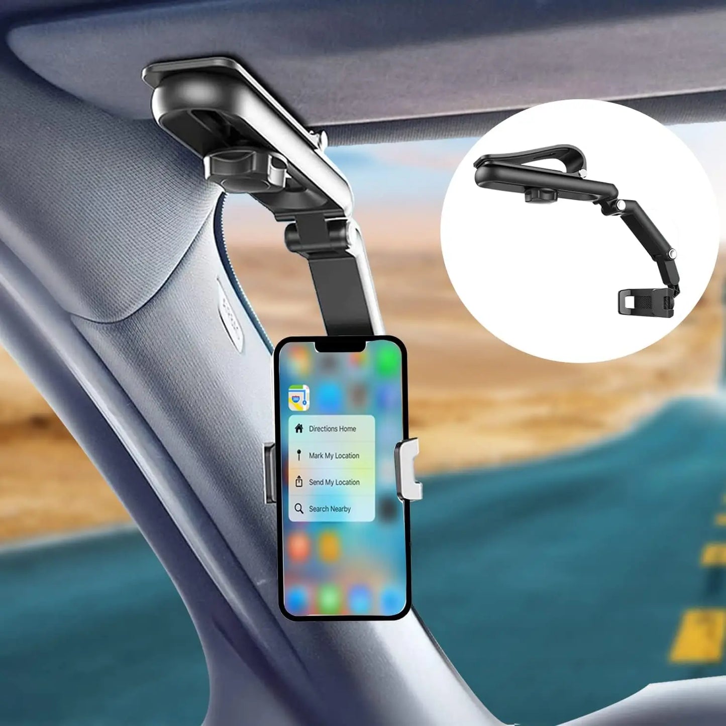 360° Rotating Sun Visor Phone Holder: Universal, Hands-Free Driving.