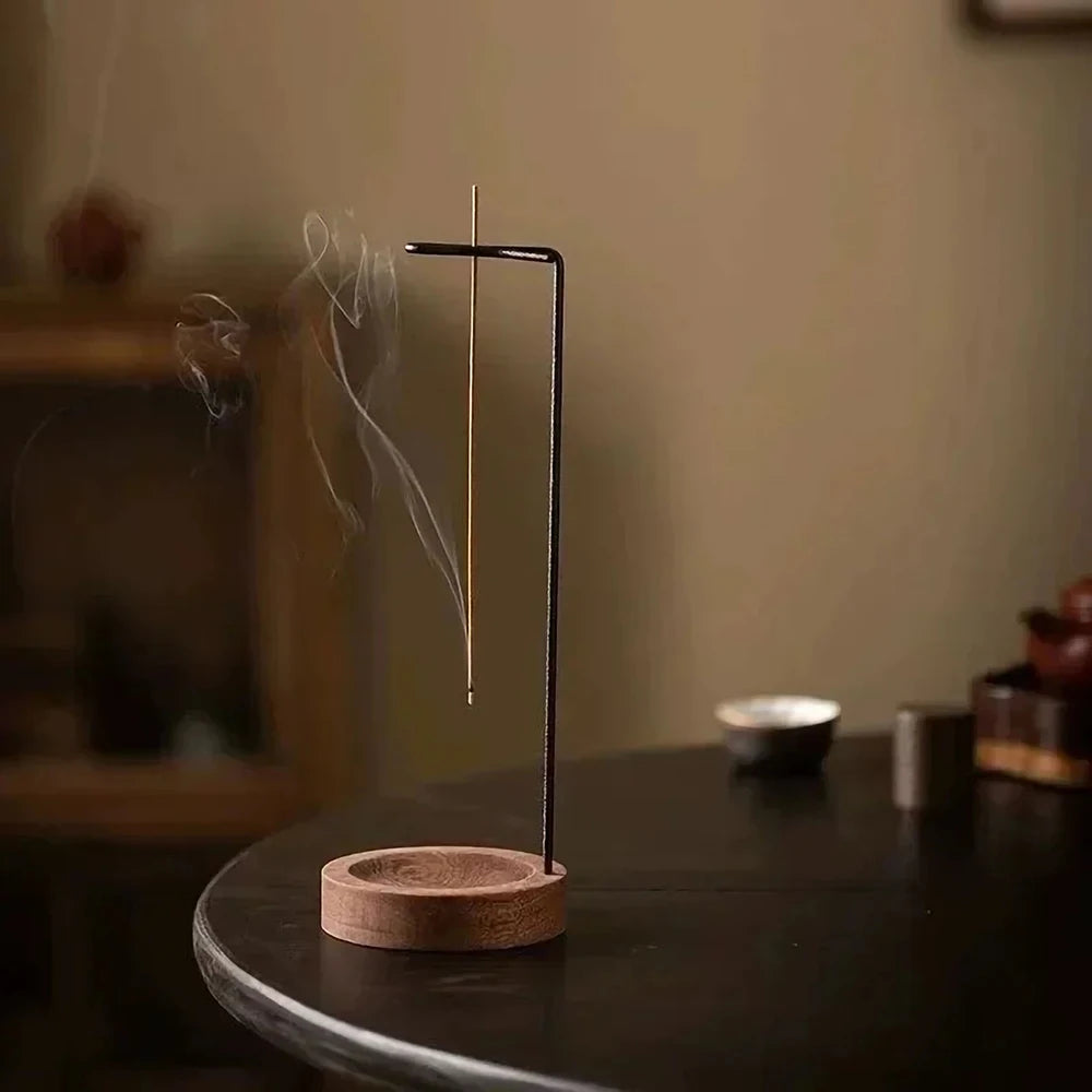 Creative Upside Down Incense Burner: Wooden, Anti-Ash Zen Decor.