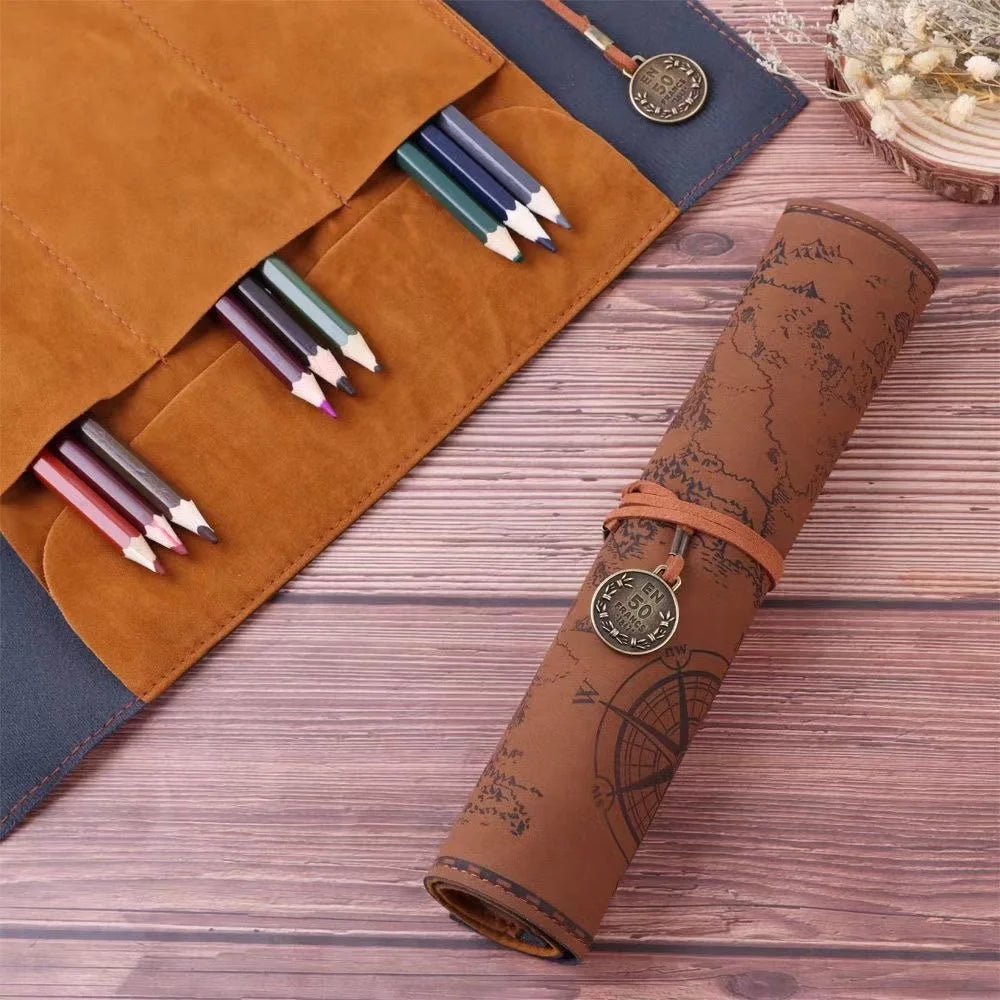 Vintage Treasure Map Pencil Roll: The Perfect Roll-Up Organizer.
