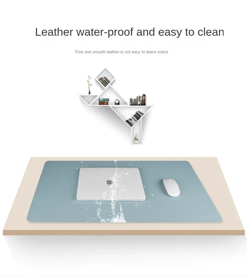 Large PU Leather Desk Mat – Waterproof Keyboard & Mouse Pad