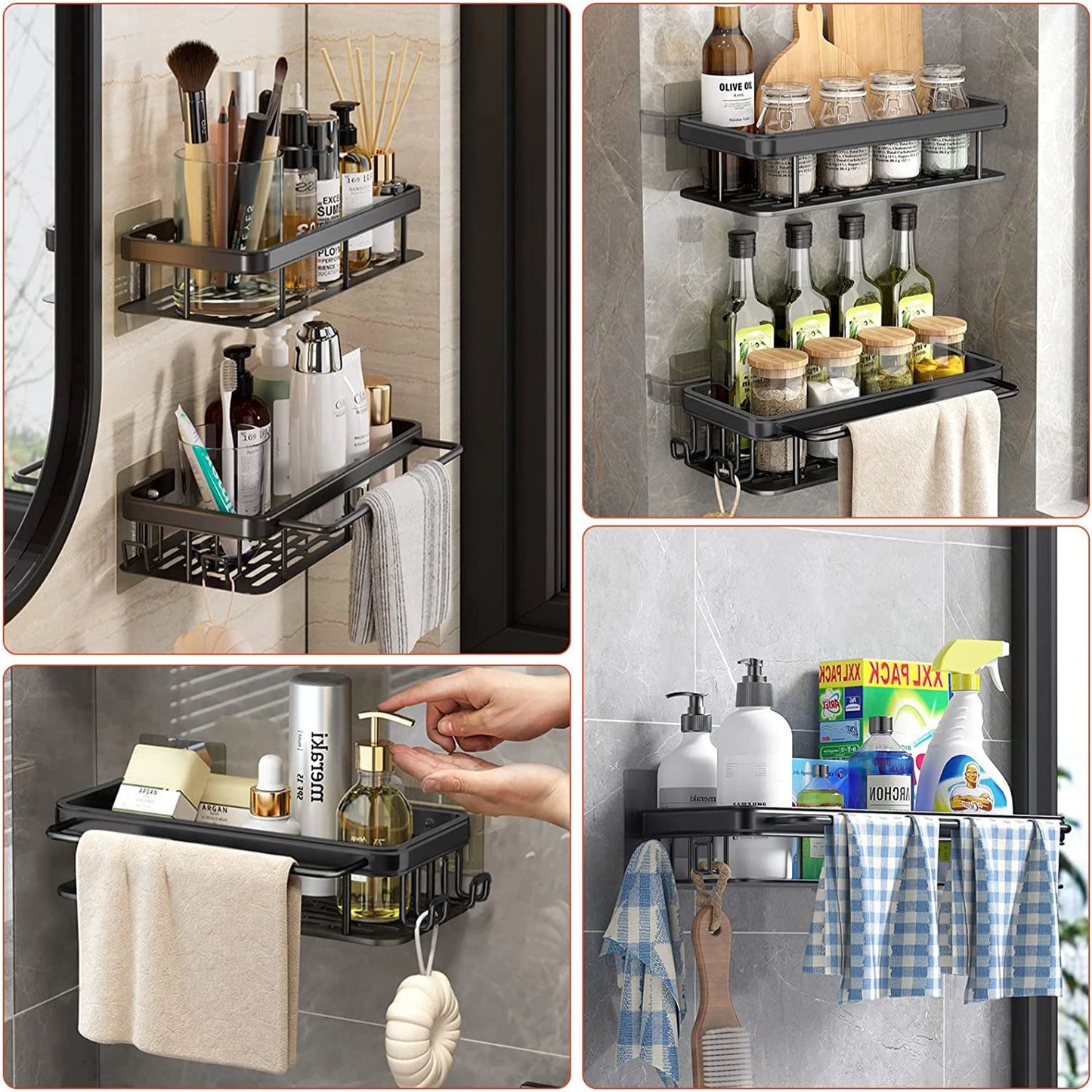 Wall-Mounted Shower & Shampoo Storage Rack.