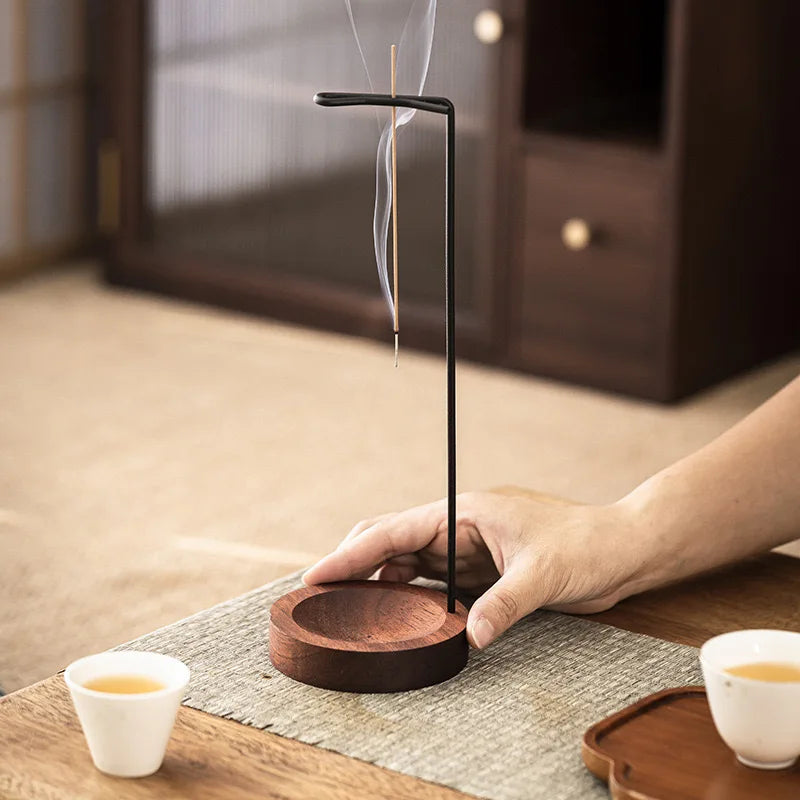 Creative Upside Down Incense Burner: Wooden, Anti-Ash Zen Decor.