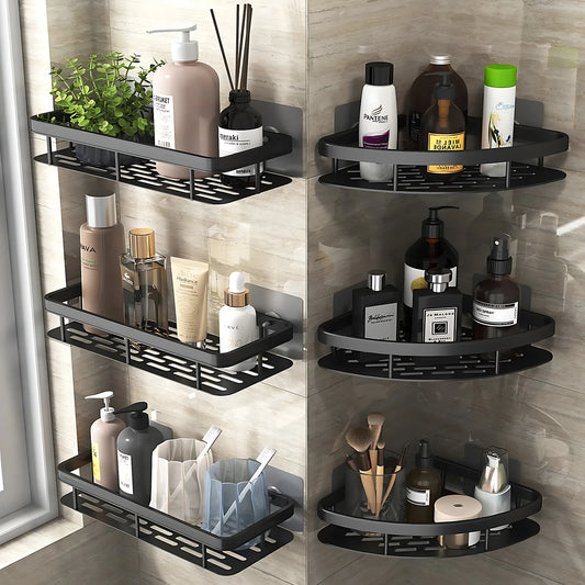 Wall-Mounted Shower & Shampoo Storage Rack.