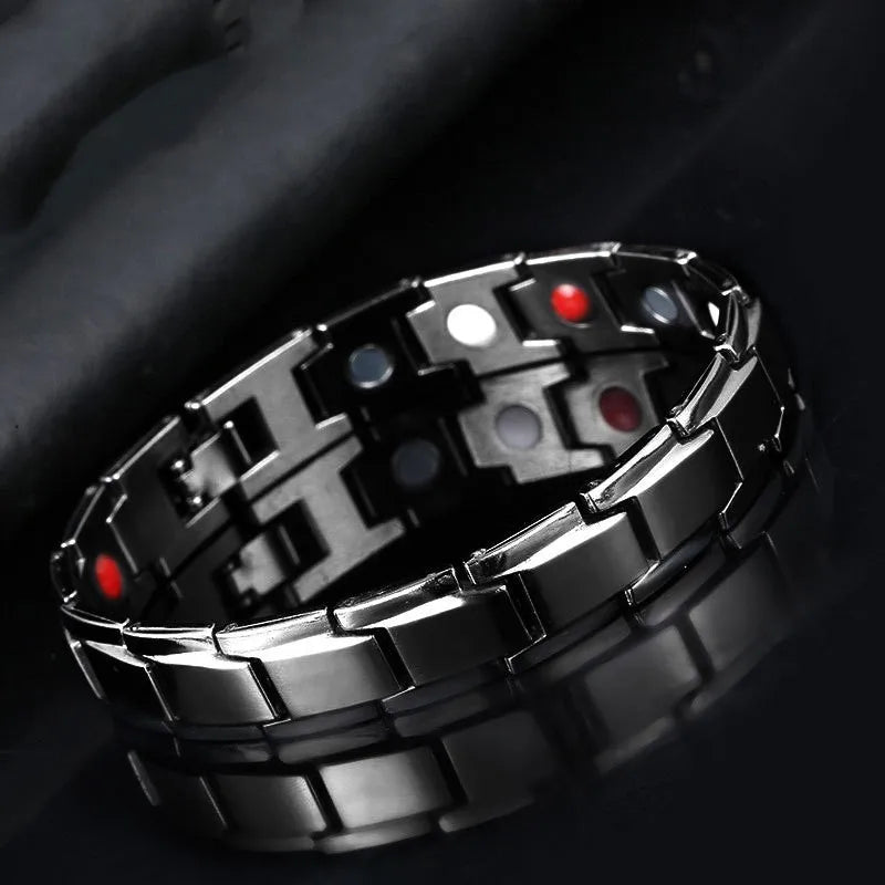 Simple Black Magnetic Bracelet: Style Meets Health Relief.
