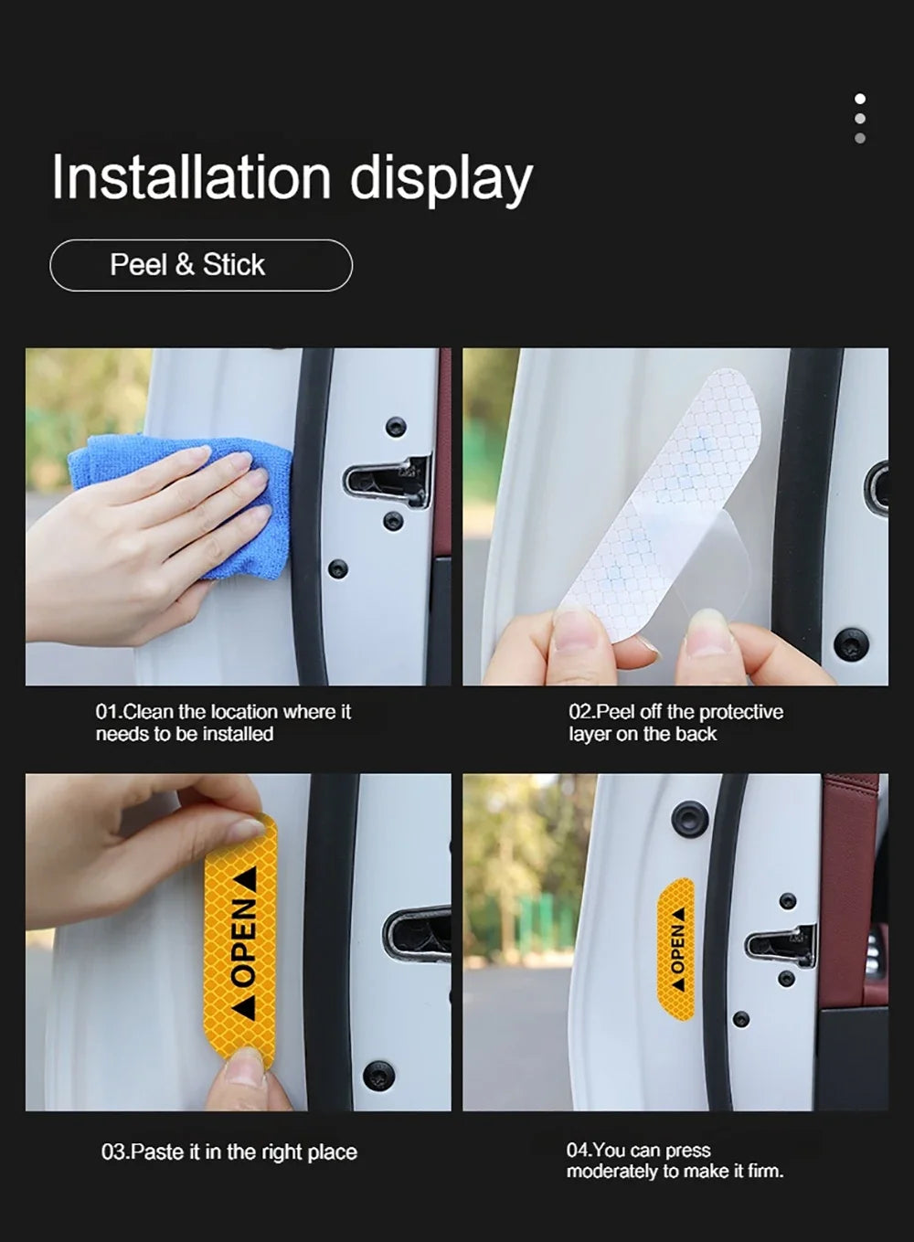 4PCS Reflective Car Door Stickers