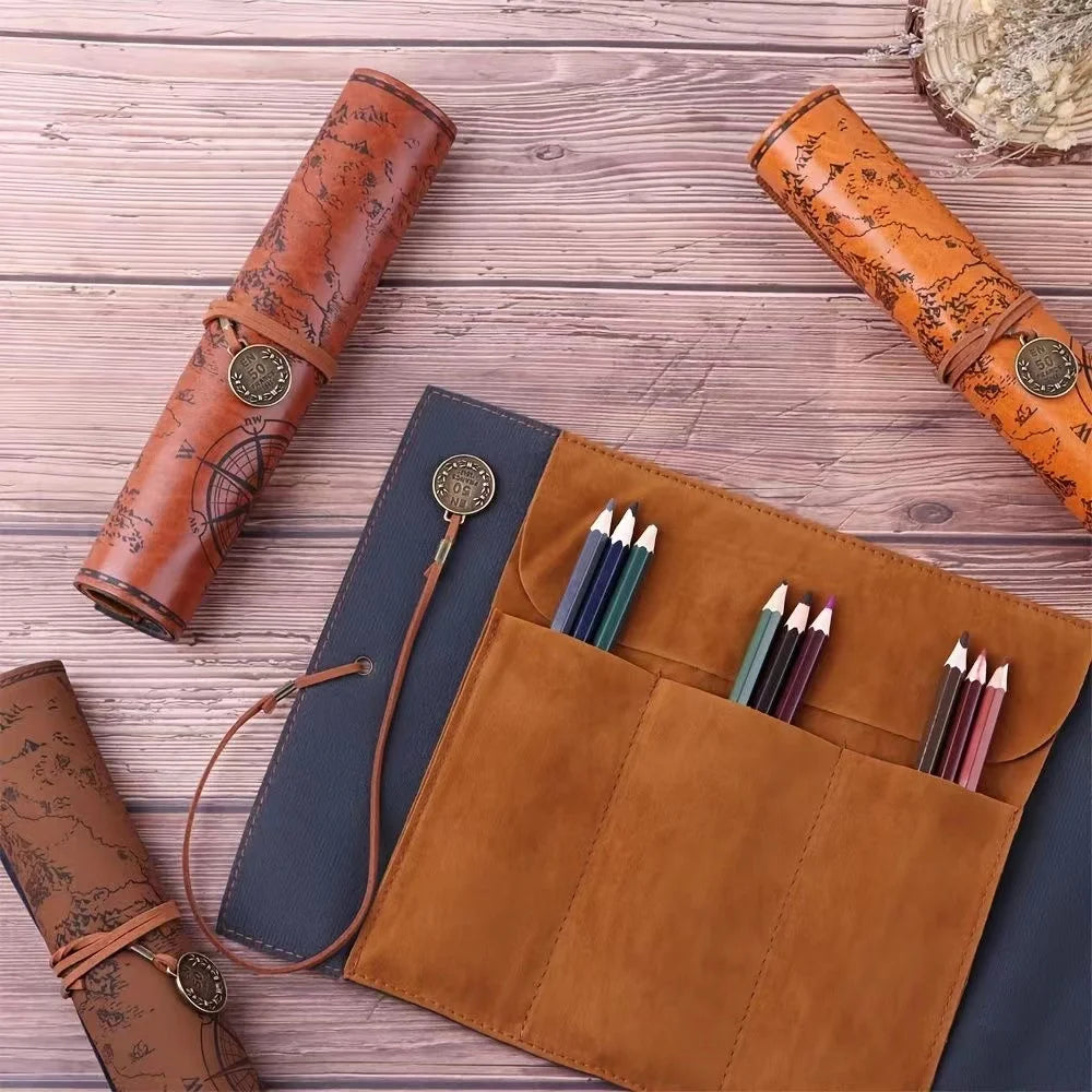 Vintage Treasure Map Pencil Roll: The Perfect Roll-Up Organizer.