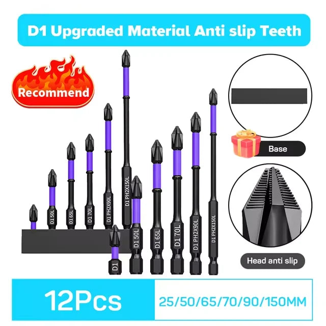 Magnetic Phillips Impact Screwdriver Bits (6/12 pcs Set)