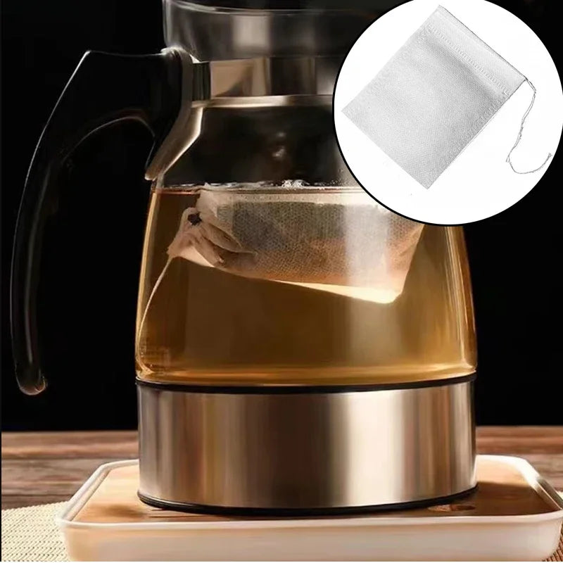 100 Pcs Disposable Tea Filter Bags: Effortless, Mess-Free Brewing.