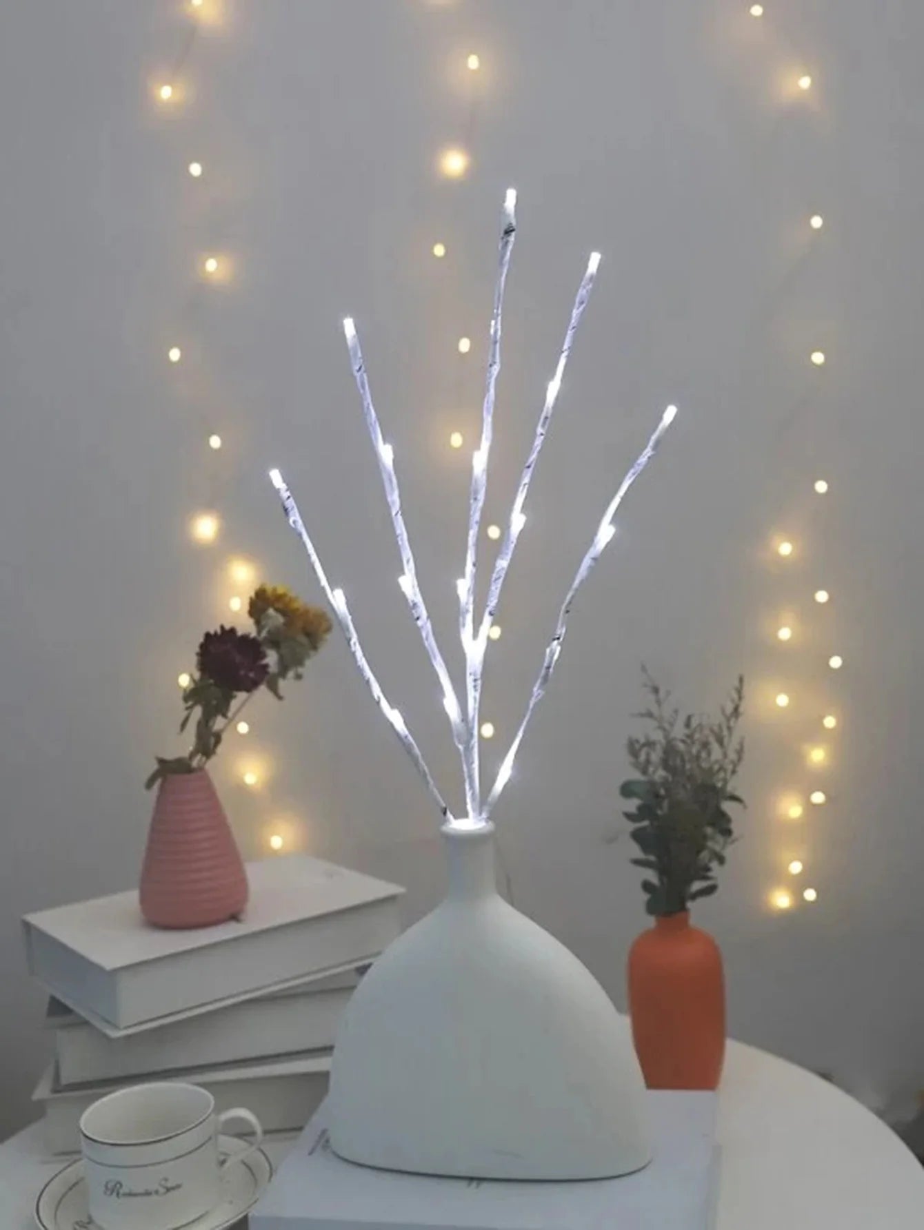 White Birch Branch Lights: 20 LED Fairy Willow for Home & Holiday Decor.