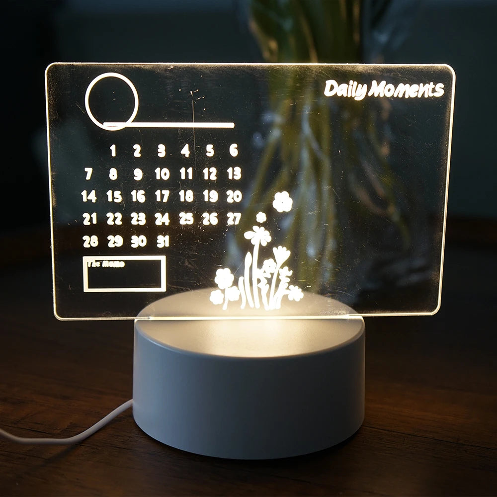 LED Message Board Night Light: Creative Rewritable Memo & Warm Decor.
