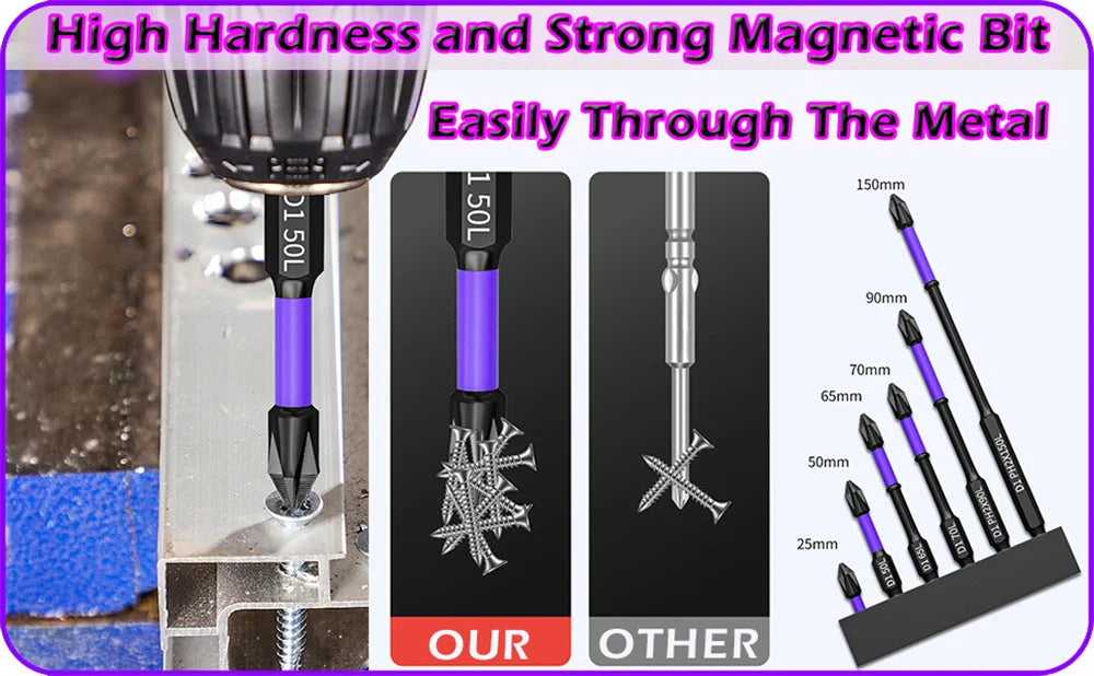 Magnetic Phillips Impact Screwdriver Bits (6/12 pcs Set)