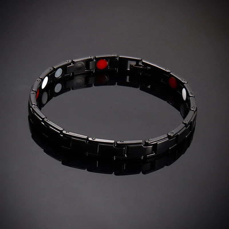 Simple Black Magnetic Bracelet: Style Meets Health Relief.
