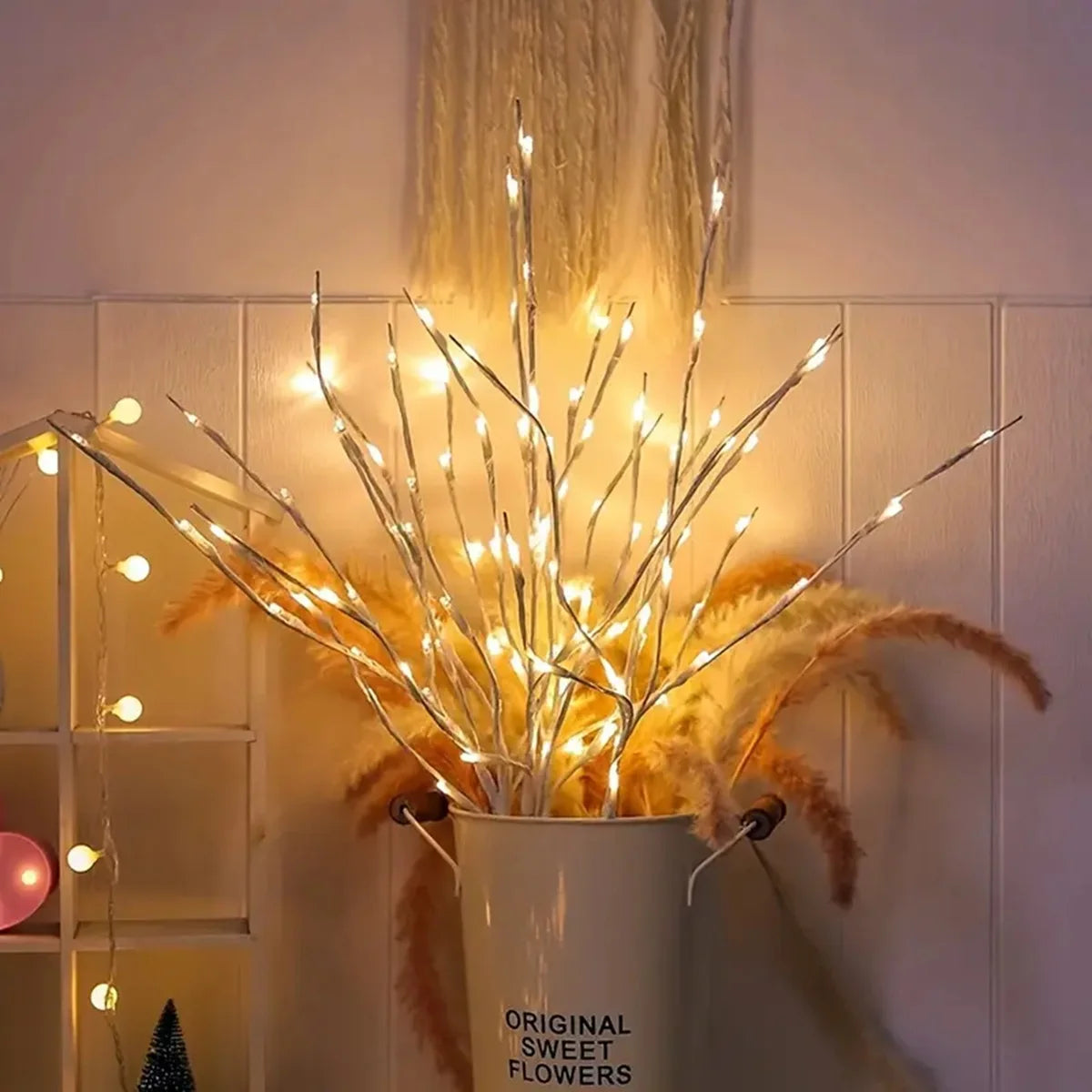 LED White Birch Branch Light – Festive Battery-Operated Twig Decor
