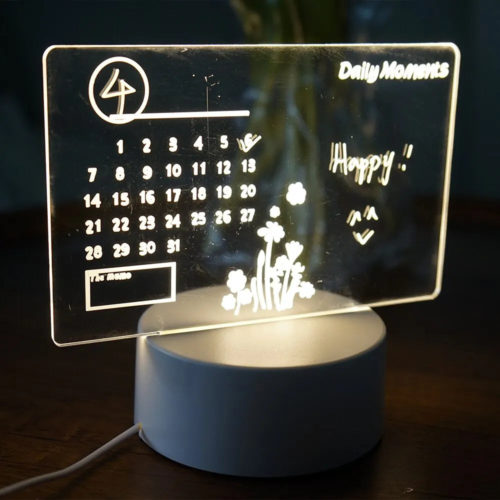 LED Message Board Night Light: Creative Rewritable Memo & Warm Decor.