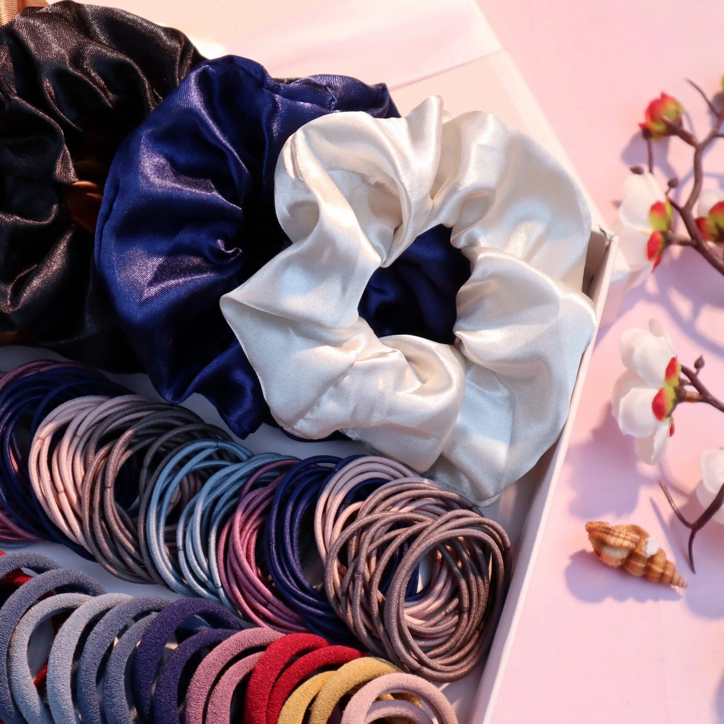 1085-Piece Dark Hair Accessories Set: Ultimate Value Ponytail & Scrunchie Collection.