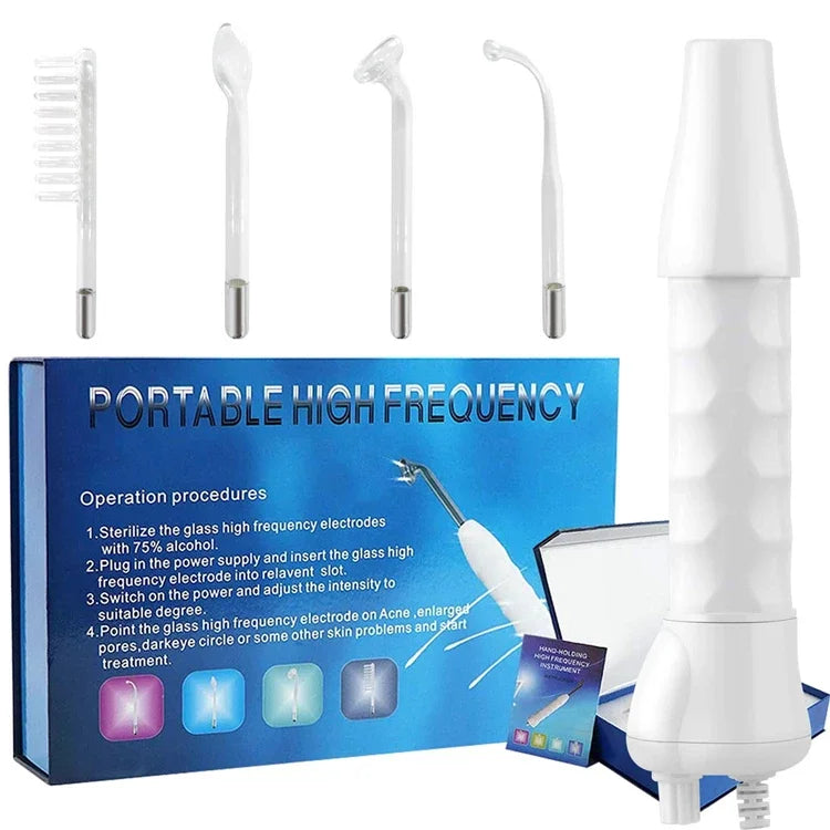 4-in-1 High Frequency Facial Wand – Portable Skin Therapy for Acne & Anti-Aging