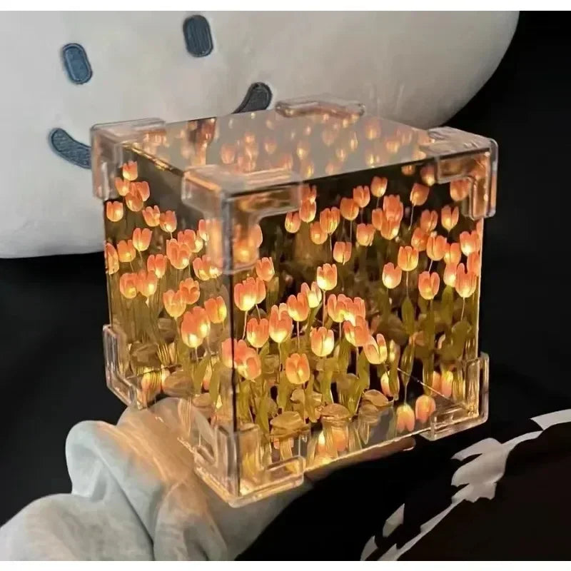 DIY Tulip Mirror Cube Lamp