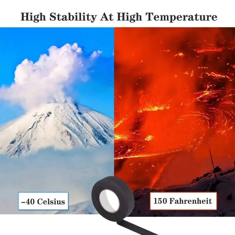 15m Heat-Proof Flame Retardant Cloth Tape – Car Wire &amp; Cable Protector