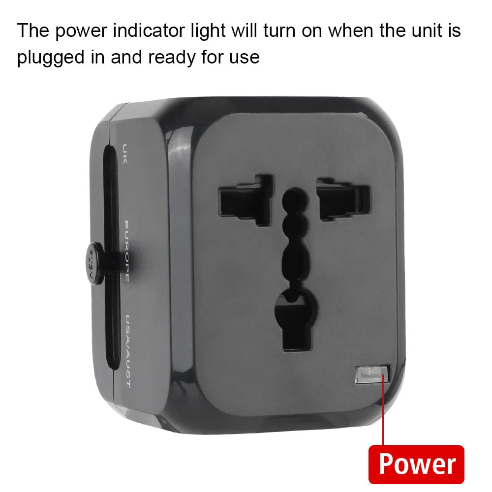 All-in-One Universal Travel Adapter with USB & Type-C