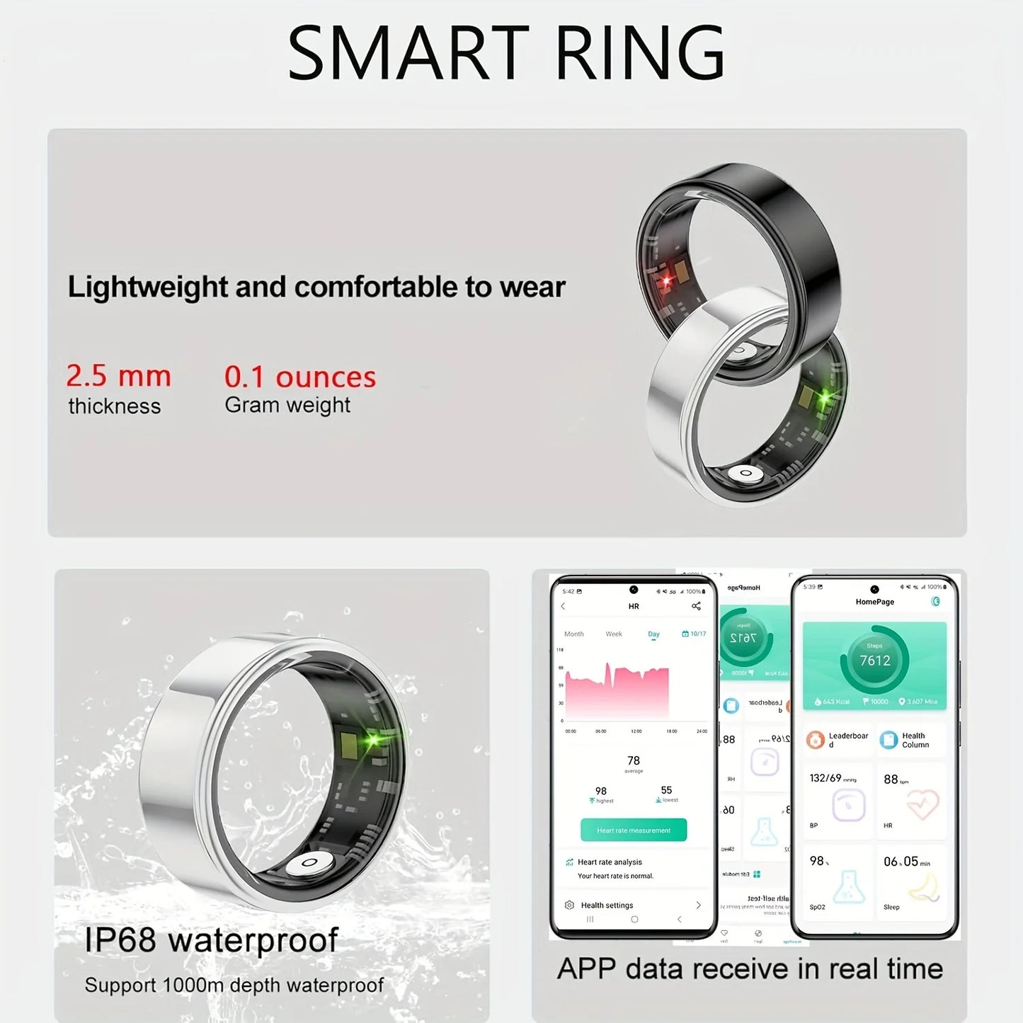 Smart Health Ring: Sleep, Fitness, and Style in a Single Band.