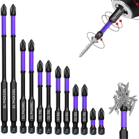 Magnetic Phillips Impact Screwdriver Bits (6/12 pcs Set)