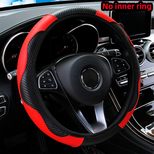 PU Carbon Fiber Leather Car Steering Wheel Cover