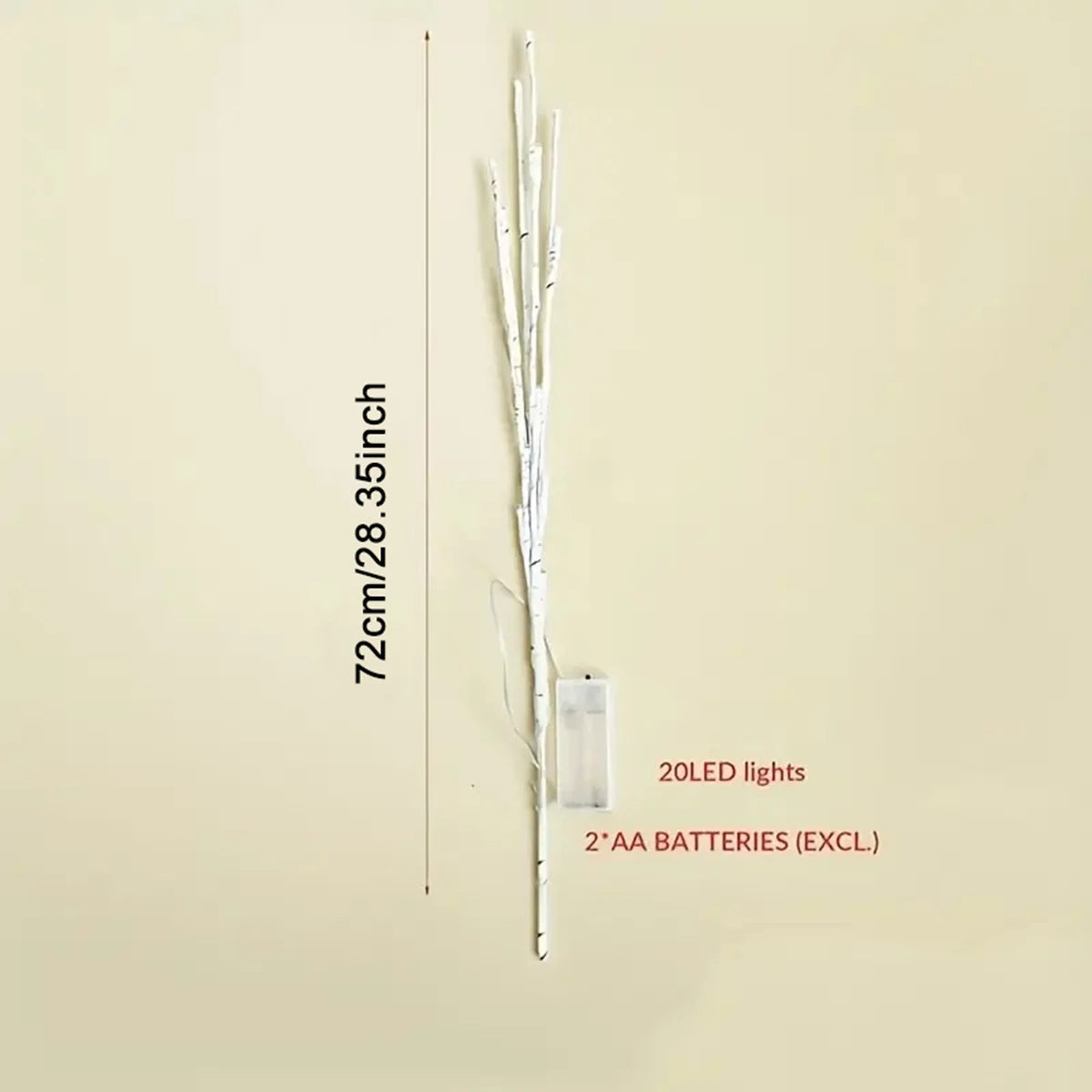 White Birch Branch Lights: 20 LED Fairy Willow for Home & Holiday Decor.