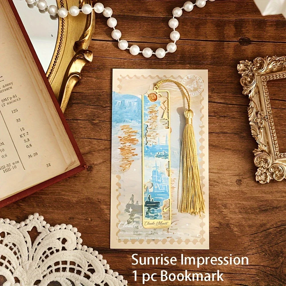 Vintage Oil Painting Metal Bookmarks: Timeless Art for Every Page.